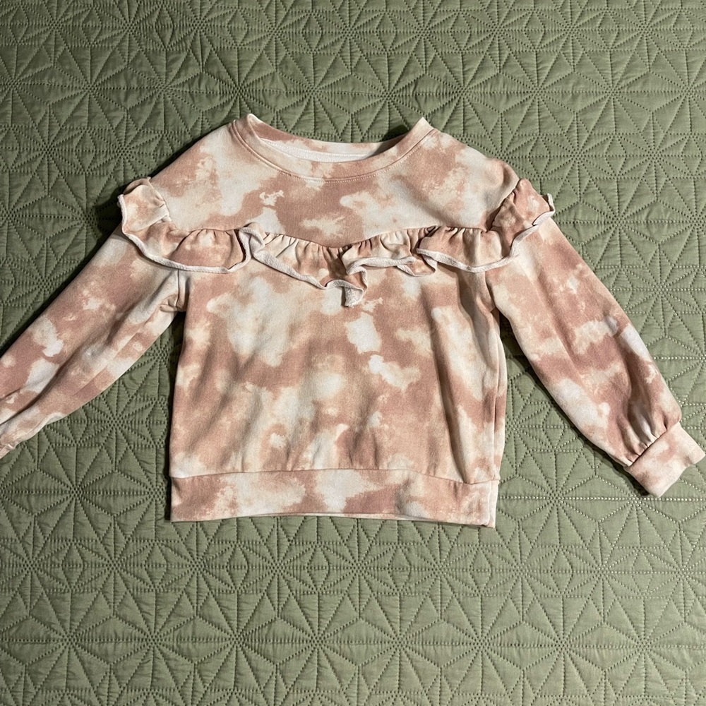 Kids Ruffle Tie-Dye Sweatshirt - Cream